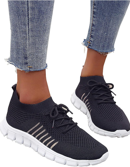 Load image into Gallery viewer, Black Running Shoes Women Womens Fashion Tennis Shoes Lightweight Mesh Running Walking Sneaker Lace-Up Sport Shoes Runing Breathable Shoes Sneakers
