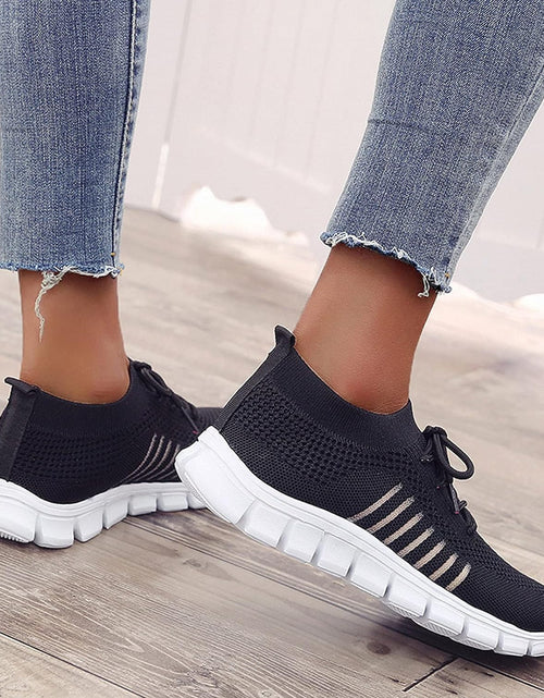 Load image into Gallery viewer, Black Running Shoes Women Womens Fashion Tennis Shoes Lightweight Mesh Running Walking Sneaker Lace-Up Sport Shoes Runing Breathable Shoes Sneakers
