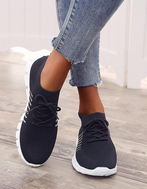 Load image into Gallery viewer, Black Running Shoes Women Womens Fashion Tennis Shoes Lightweight Mesh Running Walking Sneaker Lace-Up Sport Shoes Runing Breathable Shoes Sneakers
