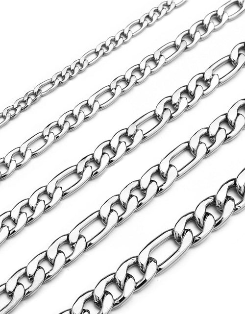 Load image into Gallery viewer, Figaro Chain Necklace Stainless Steel Real Gold Plated Chains for Men Women Jewelry
